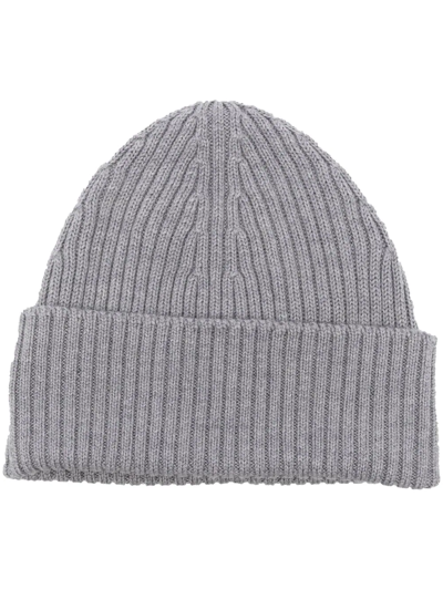 Shop Lacoste Chunky Ribbed-knit Beanie In Grau