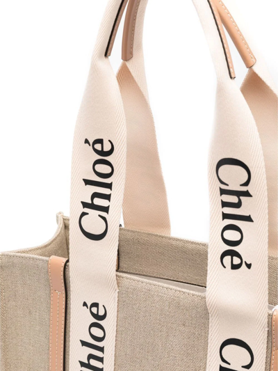 Shop Chloé Medium Woody Tote Bag In Neutrals