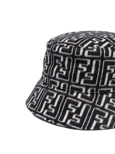 Shop Fendi Ff-jacquard Bucket Hat In Schwarz