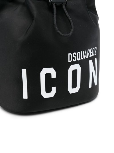 Dsquared2 Icon-print Bucket Bag In Schwarz