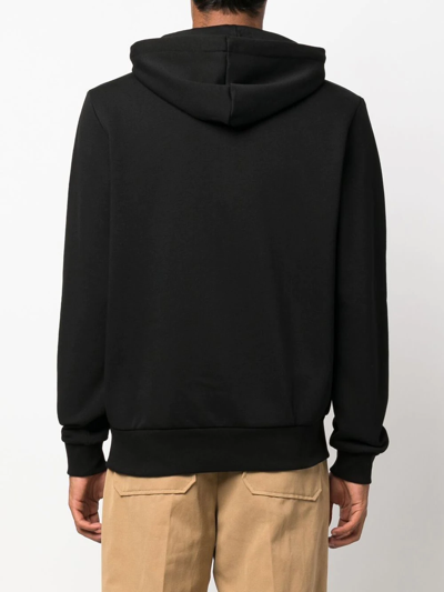 Shop Lacoste Appliqué-logo Zip-up Hoodie In Schwarz