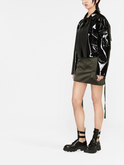 Shop Alyx High-shine Pvc Cropped Moto Jacket In Black