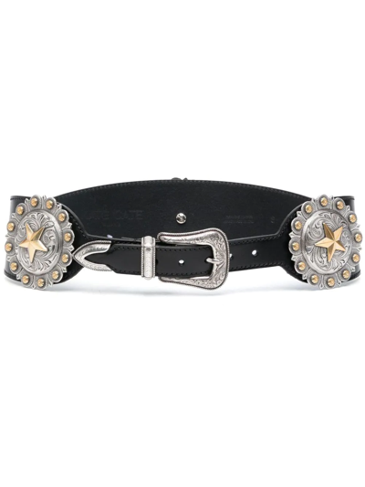 Shop Kate Cate Regina Star-stud Leather Belt In Schwarz