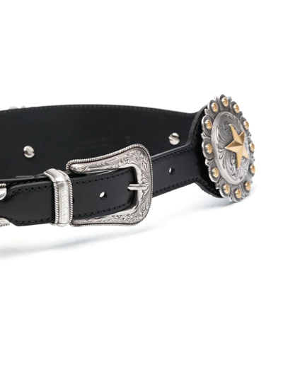 Shop Kate Cate Regina Star-stud Leather Belt In Schwarz