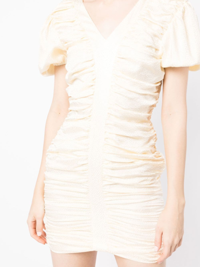 Pushbutton Ruched Mini Dress In Weiss