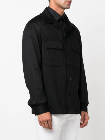 Shop Zegna Alba Oasi Cashmere Overshirt In Black