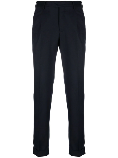 Shop Pt Torino Tapered Slim-fit Trousers In Blau