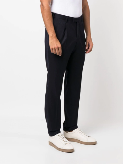 Shop Pt Torino Tapered Slim-fit Trousers In Blau