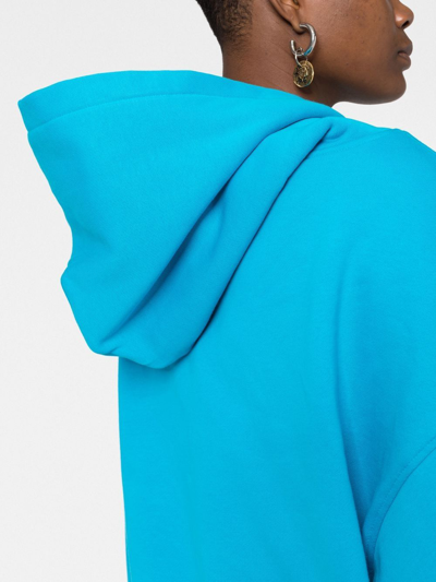 Shop Attico Embossed-logo Cotton Hoodie In Blau