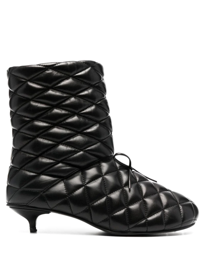 Shop Abra Diamond-quilted Leather Boots In Schwarz