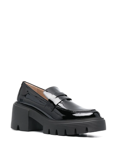 Stuart Weitzman Soho Glossed-leather Platform Loafers In Black
