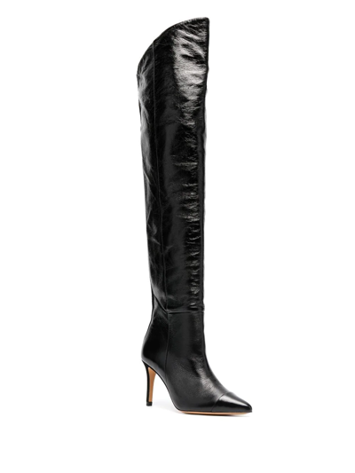 Shop Iro Patent-leather Knee-high Boots In Schwarz