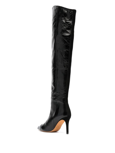 Shop Iro Patent-leather Knee-high Boots In Schwarz