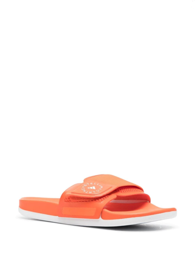 Adidas By Stella Mccartney Womens Logo Orange Pool Slides In Orange