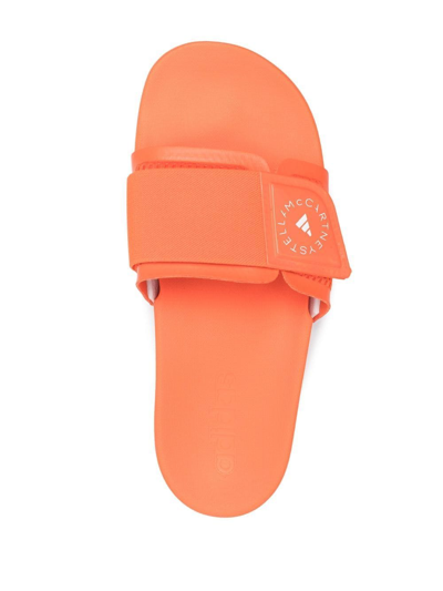 Adidas By Stella Mccartney Womens Logo Orange Pool Slides In Orange