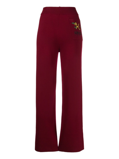 Shop Kenzo Logo Flared-leg Trousers In Red