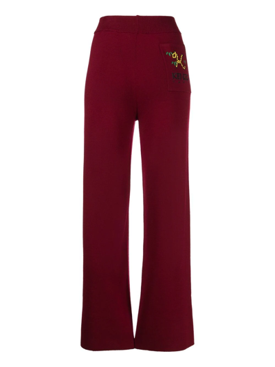 Kenzo Logo Flared-leg Trousers In Red