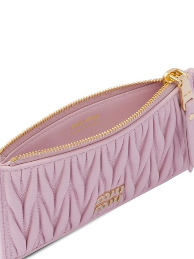 Shop Miu Miu Matelassé Envelope Wallet In Pink