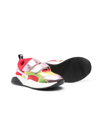 Shop Stella Mccartney Multi-panel Touch-strap Sneakers In Red
