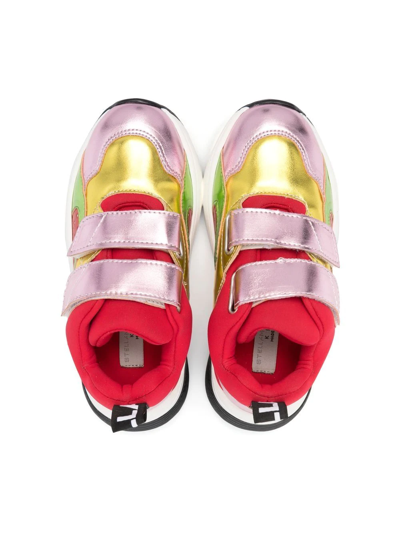 Shop Stella Mccartney Multi-panel Touch-strap Sneakers In Red