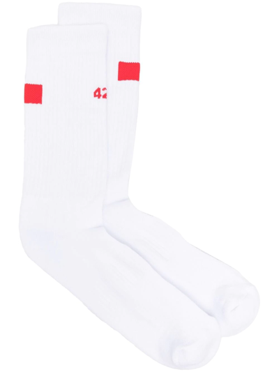 Shop 424 Logo Intarsia Ribbed Socks In White