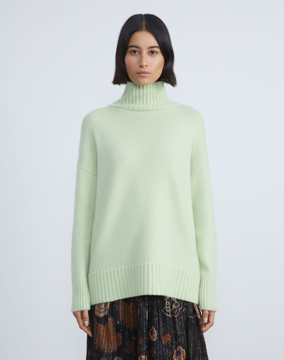 Shop Lafayette 148 Cashmere Stand Collar Sweater In Green