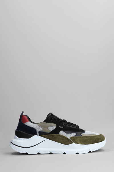 Shop Date Fuga Mesh Sneakers In Green Suede And Leather