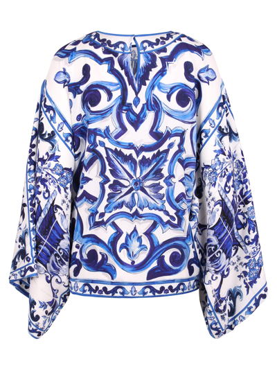 Shop Dolce & Gabbana Majolica Print Silk Blouse