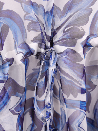Dolce & Gabbana Short Majolica-print Chiffon Caftan In Majolica