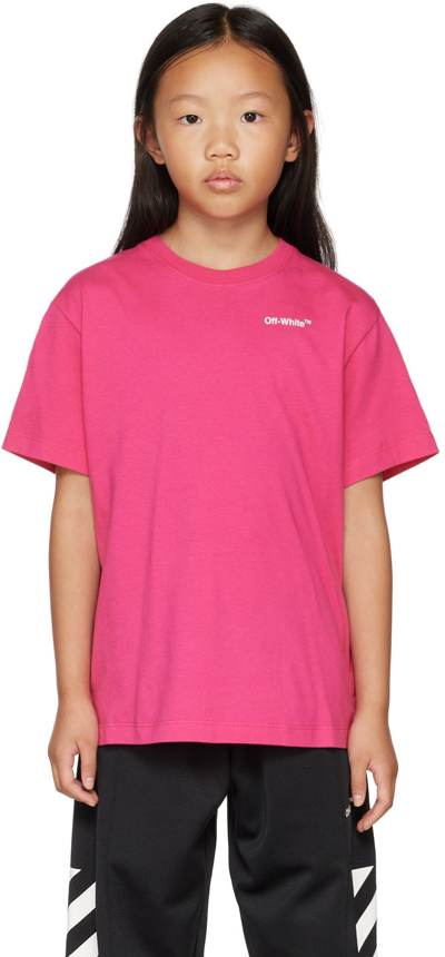 Shop Off-white Kids Pink Rubber Arrow T-shirt In Fuchsia White