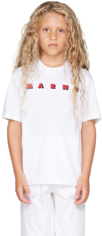 Shop Marni Kids White Print T-shirt In 0m100 White