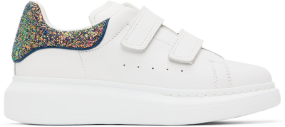 Shop Alexander Mcqueen Kids White Oversized Disco Sneakers In 9994 White/gre.ag./p