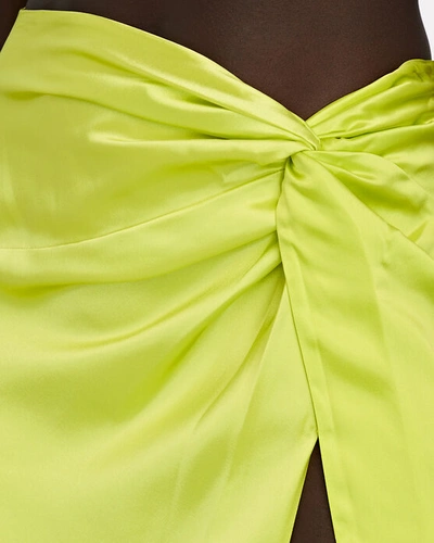 Shop Nicholas Anisa Ruched Silk Midi Skirt In Yellow