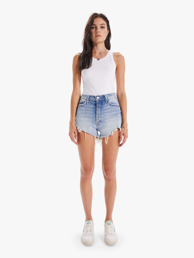 Shop Mother Ultra High Waisted Tomcat Kick Fray Shorts I Confess Jeans In Blue