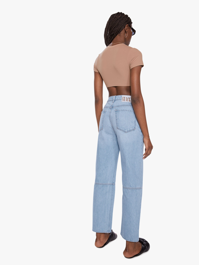 Shop Mother Snacks! High Waisted Double Stack Seamed Ankle Just A Nibble Jeans In Blue