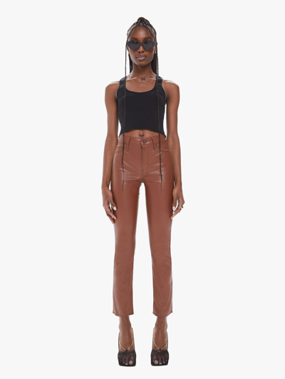 Shop Mother The Mid Rise Dazzler Ankle Friar Jeans In Brown