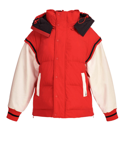 Shop Essentiel Antwerp Clasp Red Hooded Padded Jacket