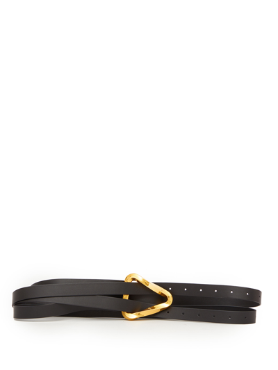 Shop Bottega Veneta Black Leather Belt