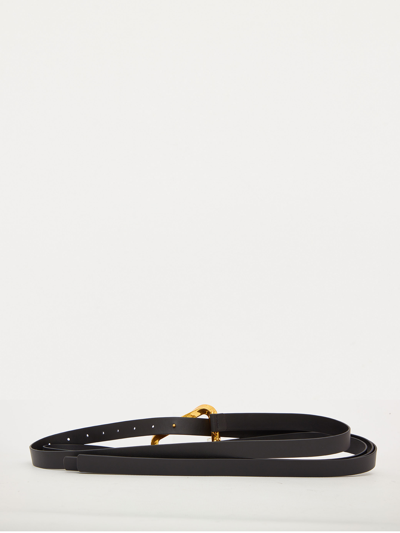 Shop Bottega Veneta Black Leather Belt