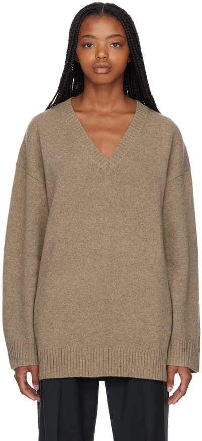 Shop Filippa K Beige Cynthia Sweater In Mole Grey 9463