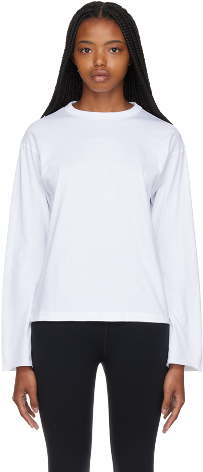 Shop Filippa K White Raw Edge Long Sleeve T-shirt In White 1009