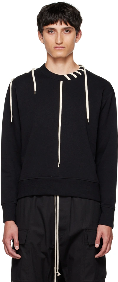 Shop Craig Green Black Laced Sweatshirt In Black/cream
