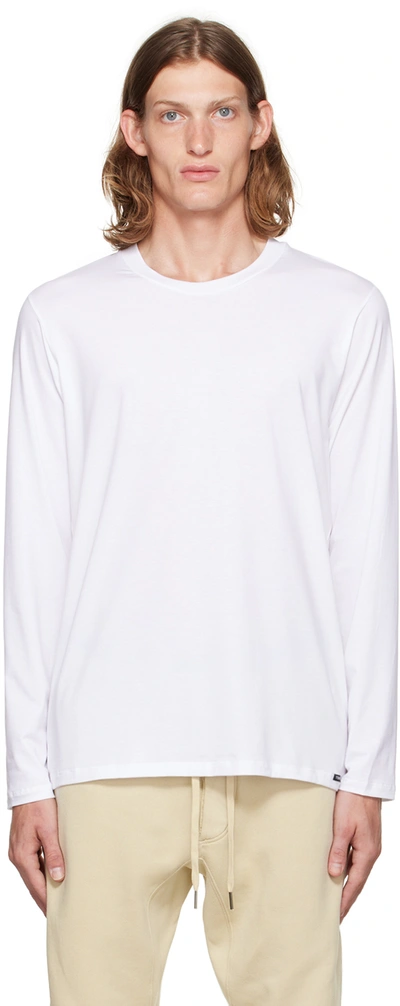 Shop Tom Ford White Crewneck Long Sleeve T-shirt In 100 White