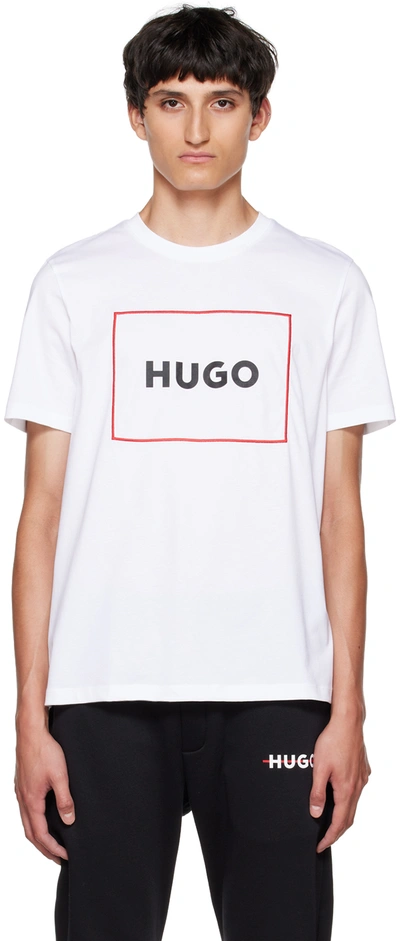 Shop Hugo White Dumex T-shirt In 100 White