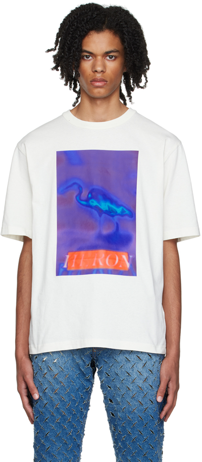 Shop Heron Preston Off-white Censored Heron T-shirt In White Navy Blue