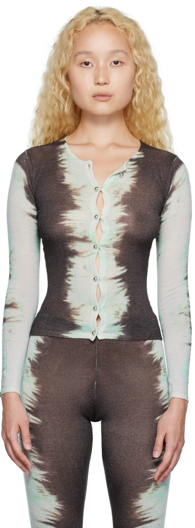 Shop 16arlington Brown & Green Keid Cardigan In Ice Smoke Print