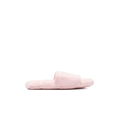 Shop Versace Pink Logo Terry Cotton Slippers