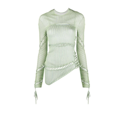 Isa Boulder Jigsaw Knit Top Set In Green