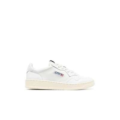 Shop Autry White Medalist Low-top Leather Sneakers