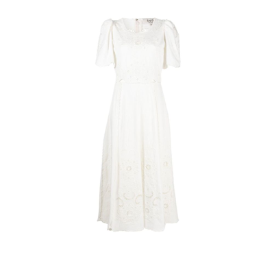 Shop Sea New York White Kiara Embroidered Midi Dress
